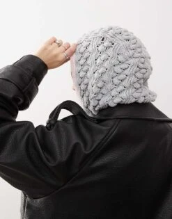 Reclaimed Vintage Balaclava With Pink Bows In Grey Knit For Women -Closet Theory Her 206734860 3