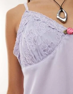 Reclaimed Vintage Lingerie Style Cami Top In Lilac Velvet For Women Multi -Closet Theory Her 206735428 3