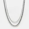 Reclaimed Vintage Unisex 2 Row Necklace With Silver Chain For Unisex -Closet Theory Her 206749535 1 silver