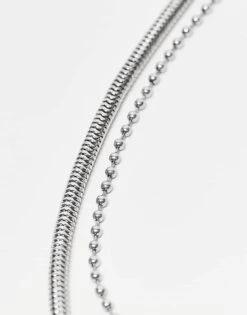 Reclaimed Vintage Unisex 2 Row Necklace With Silver Chain For Unisex -Closet Theory Her 206749535 4