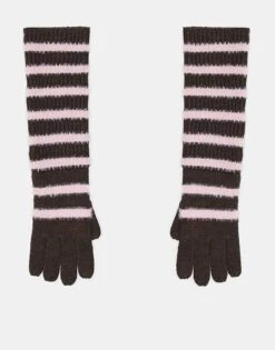 Reclaimed Vintage Longline Gloves In Brown And Pink Stripe For Women Multi -Closet Theory Her 206749556 1 multi 1