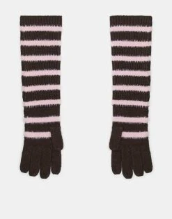 Reclaimed Vintage Longline Gloves In Brown And Pink Stripe For Women Multi -Closet Theory Her 206749556 3
