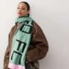 Reclaimed Vintage Sporty Scarf In Green And Pink With Branding For Women -Closet Theory Her 206749561 1 greenandpink