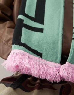 Reclaimed Vintage Sporty Scarf In Green And Pink With Branding For Women -Closet Theory Her 206749561 3
