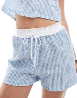 Reclaimed Vintage Boxer Shorts In Blue And White Gingham For Women