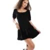Reclaimed Vintage Mini Dress With Drop Waist In Black Velvet For Women -Closet Theory Her 206763666 1 black