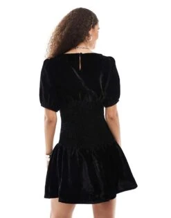 Reclaimed Vintage Mini Dress With Drop Waist In Black Velvet For Women -Closet Theory Her 206763666 4
