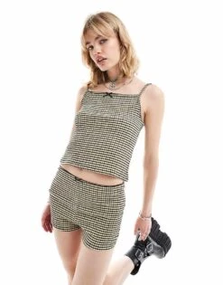 Reclaimed Vintage Cami Top With Bow In Yellow Gingham For Women