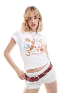 Reclaimed Vintage Baby T-shirt With Cowboy Graphics In White For Women