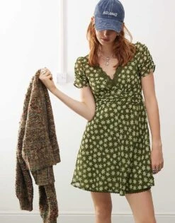 Reclaimed Vintage Mini Tea Dress In Green Print For Women Multi -Closet Theory Her 206798301 1 multi 1