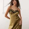 Reclaimed Vintage Cami Slip Dress With Lace Trim In Olive Green For Women -Closet Theory Her 206798328 1 green