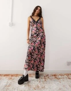 Reclaimed Vintage Lace Insert Cami Midi Dress In Floral Print For Women Multi -Closet Theory Her 206798366 1 multi 1