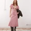 Reclaimed Vintage Midi Tea Dress With Lace Insert In Pastel Pink For Women -Closet Theory Her 206798462 1 pink