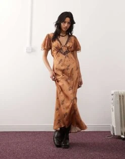 Reclaimed Vintage Midi Tea Dress In Floral Print For Women