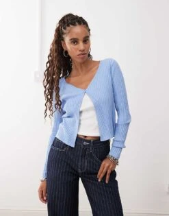 Reclaimed Vintage Micro 90s Rib Cardi For Women Multi