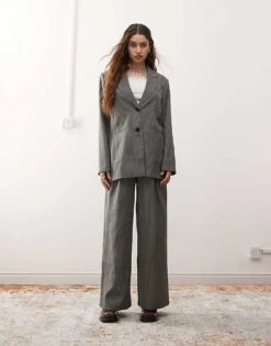 Reclaimed Vintage Pinstripe Suit In Grey