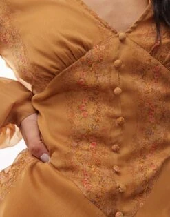 Reclaimed Vintage Mini Tea Dress With Floral Placement For Women Print -Closet Theory Her 206817929 3