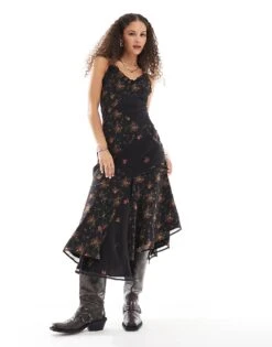 Reclaimed Vintage Cami Slip Dress With Spliced Floral Print For Women Multi Floral -Closet Theory Her 206835512 4