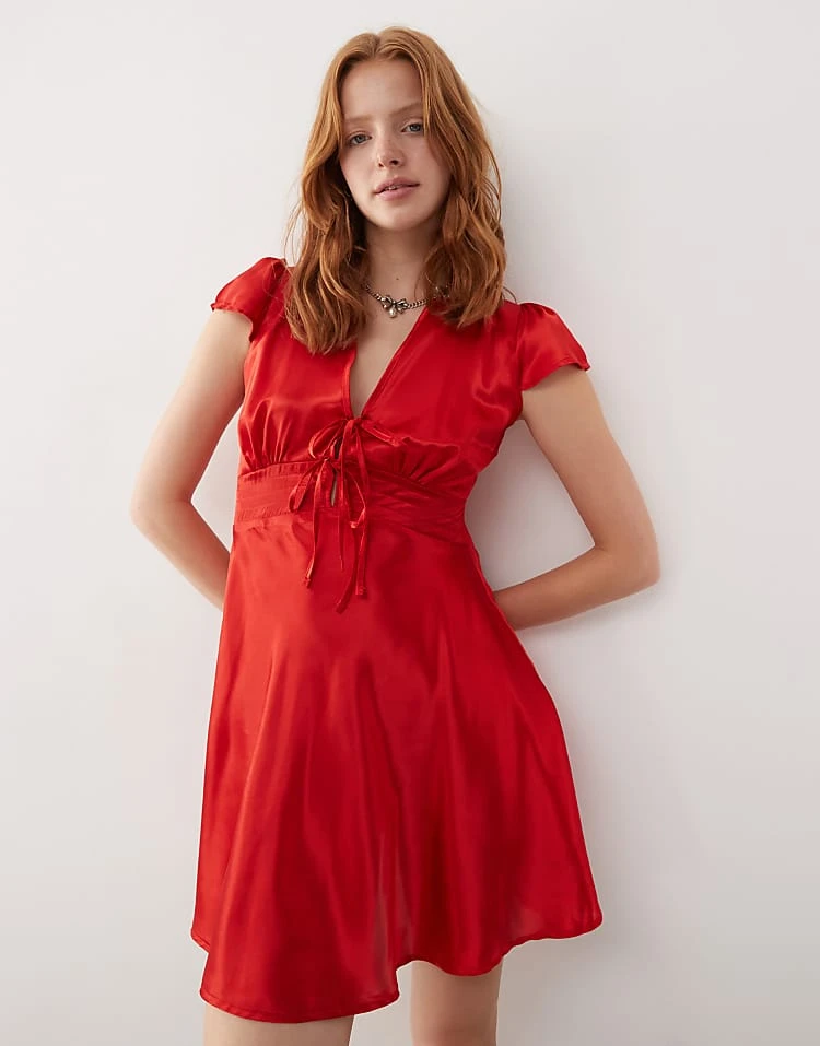 Reclaimed Vintage Mini Dress With Tie Front For Women Multi 4 Reclaimed Vintage Mini Dress With Tie Front For Women Multi - Image 2