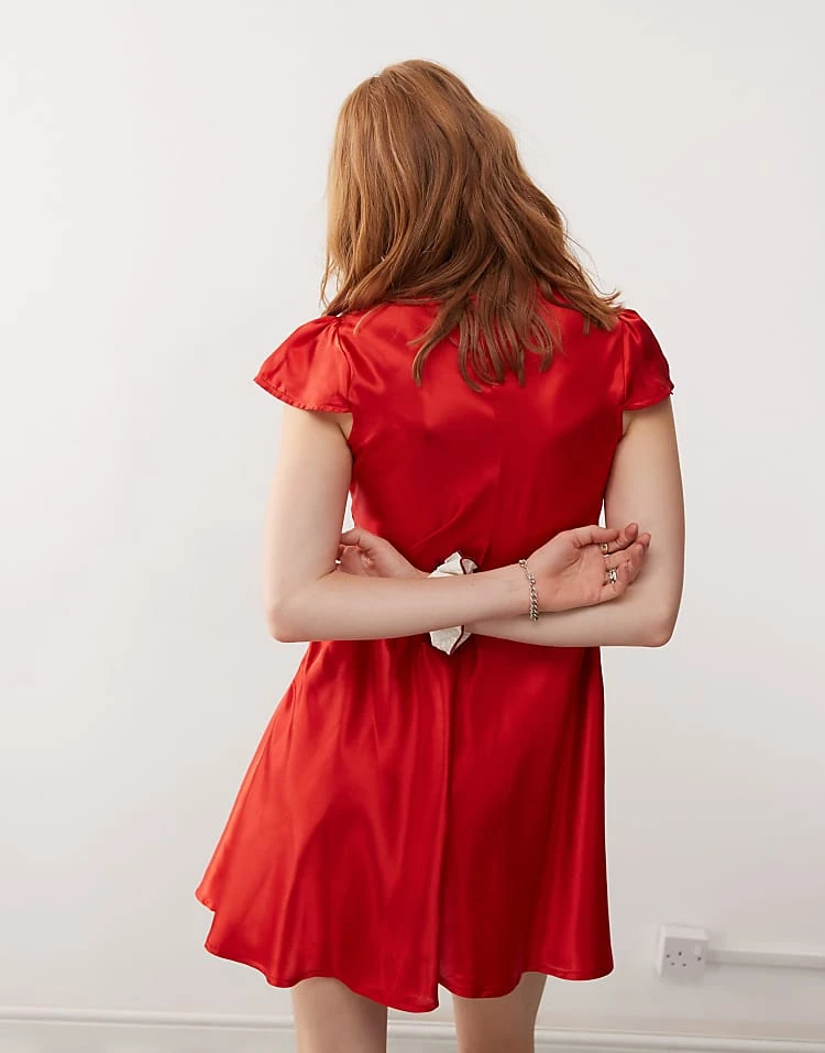 Reclaimed Vintage Mini Dress With Tie Front For Women Multi 6 Reclaimed Vintage Mini Dress With Tie Front For Women Multi - Image 4