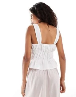 Reclaimed Vintage Gathered Tie Front Top In White For Women -Closet Theory Her 206844362 4