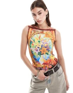Reclaimed Vintage Slinky Vest In Abstract Art Print For Women Multi -Closet Theory Her 206845868 1 multi 1