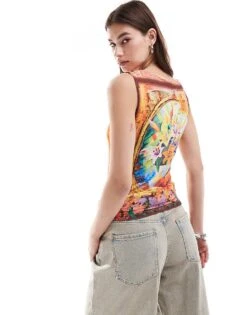 Reclaimed Vintage Slinky Vest In Abstract Art Print For Women Multi -Closet Theory Her 206845868 2