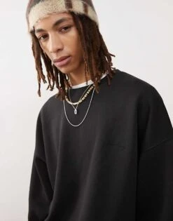 Reclaimed Vintage Unisex Oversized Boxy Sweatshirt In Black For Unisex -Closet Theory Her 206862076 3