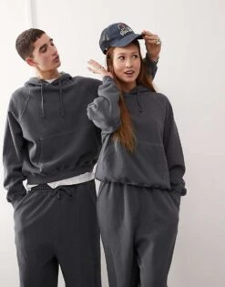 Reclaimed Vintage Unisex Boxy Oversized Hoodie In Washed Charcoal For Unisex -Closet Theory Her 206862123 1 charcoal 1