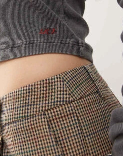 Reclaimed Vintage Long Sleeve Square Neck Top In Washed Charcoal Rib For Women -Closet Theory Her 206912009 4