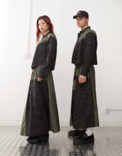 Reclaimed Vintage Genderless Co-ord In Spliced Pinstripe And Nylon