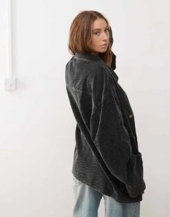 Reclaimed Vintage Unisex Cord Shirt In Black For Unisex -Closet Theory Her 206914291 4