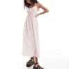 Reclaimed Vintage Tie Front Maxi Summer Dress In Pink Stripe For Women -Closet Theory Her 206934366 1 pink