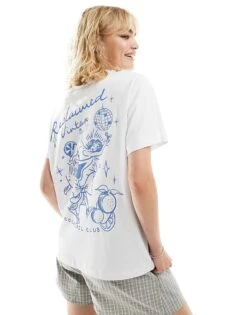 Reclaimed Vintage Oversized T-shirt With Cocktail Disco Print In White For Women -Closet Theory Her 206974647 1 white 1