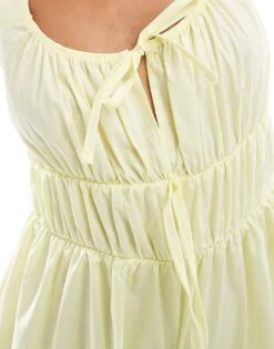 Reclaimed Vintage Western Milkmaid Tie Front Playsuit In Yellow For Women -Closet Theory Her 207007814 3