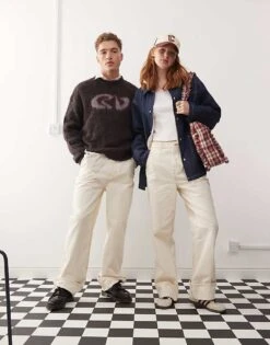 Reclaimed Vintage Unisex Western Baggy Dad Jean In Ecru For Unisex -Closet Theory Her 207027864 4