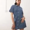 Reclaimed Vintage Western A-line Denim Dress In Mid Blue Wash With Embroidery For Women Mid Wash Blue -Closet Theory Her 207027932 1 midwashblue