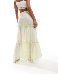 Reclaimed Vintage Tiered Maxi Western Skirt In Yellow For Women -Closet Theory Her 207041214 3