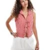 Reclaimed Vintage Tie Front Top In Red Gingham For Women -Closet Theory Her 207041221 1 red