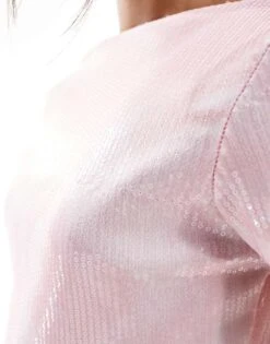 Reclaimed Vintage Open Back Sequin Top Co-ord For Women Pink -Closet Theory Her 207041228 3