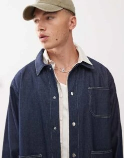 Reclaimed Vintage Unisex Western Shacket In Clean Indigo Co-ord For Unisex -Closet Theory Her 207053340 4