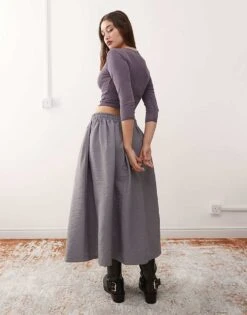 Reclaimed Vintage Unisex Nylon Skirt In Charcoal For Unisex -Closet Theory Her 207070522 3