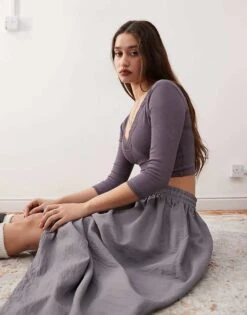 Reclaimed Vintage Unisex Nylon Skirt In Charcoal For Unisex -Closet Theory Her 207070522 5