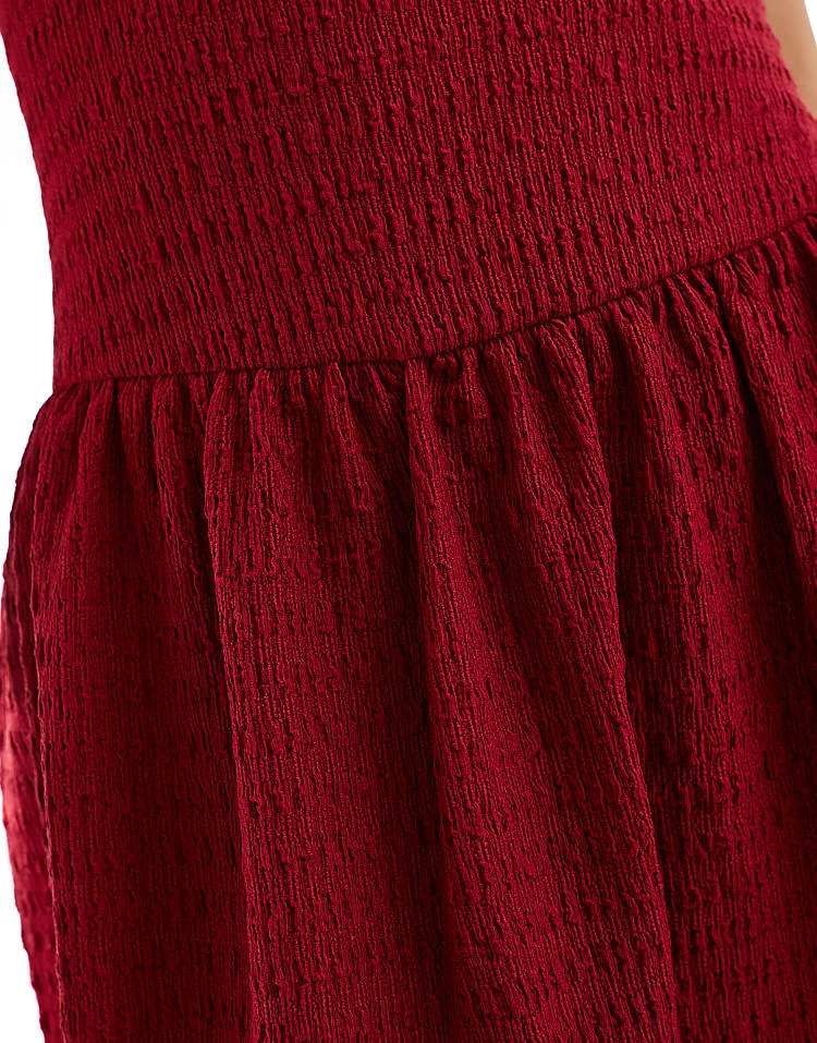 Reclaimed Vintage Dropped Waist Puffball Mini Dress In Red For Women 5 Reclaimed Vintage Dropped Waist Puffball Mini Dress In Red For Women - Image 3