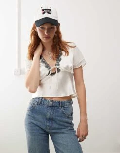 Reclaimed Vintage Blouse With Black Lace Contrast For Women Multi 11 Reclaimed Vintage Blouse With Black Lace Contrast For Women Multi -Closet Theory Her 207084699 1 multi 1