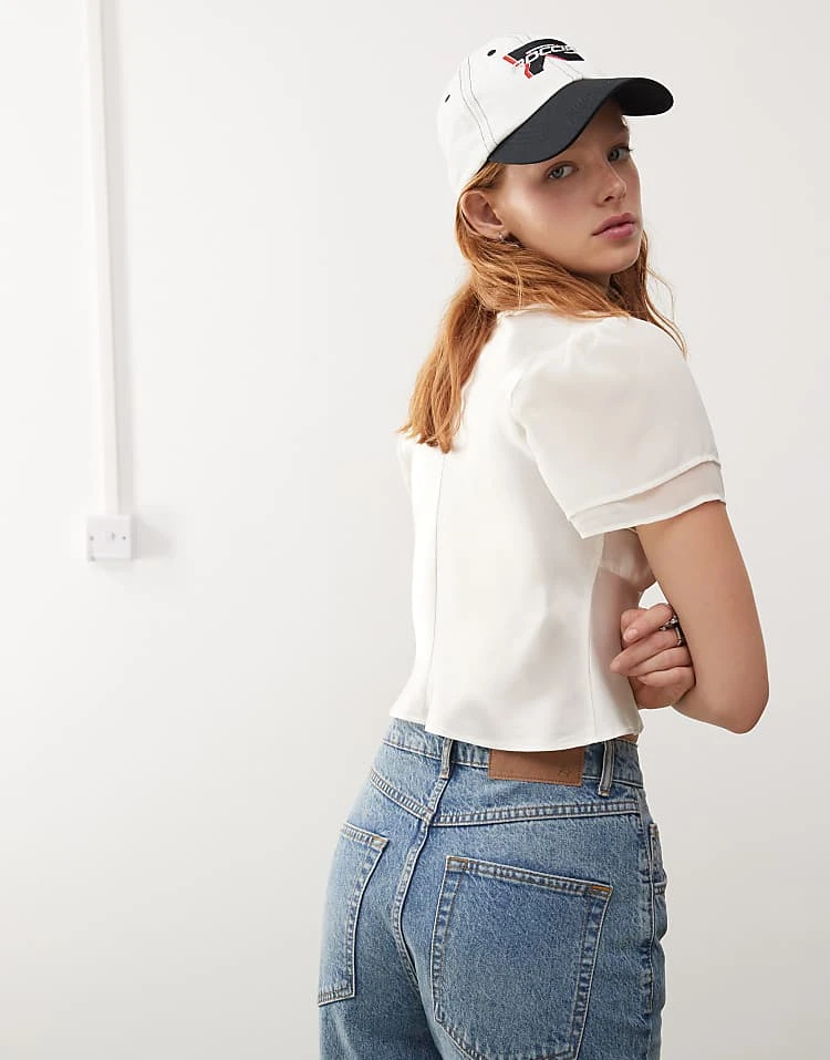 Reclaimed Vintage Blouse With Black Lace Contrast For Women Multi 5 Reclaimed Vintage Blouse With Black Lace Contrast For Women Multi - Image 3