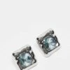 Reclaimed Vintage Unisex Square Set Studs With Blue Stone In Silver For Unisex -Closet Theory Her 207093602 1 silver