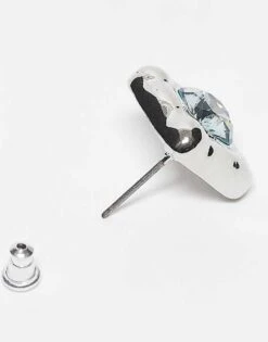 Reclaimed Vintage Unisex Square Set Studs With Blue Stone In Silver For Unisex -Closet Theory Her 207093602 3