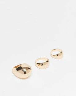 Reclaimed Vintage Unisex 3 Dome Ring Pack In Gold For Unisex -Closet Theory Her 207093695 1 gold 1
