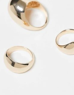 Reclaimed Vintage Unisex 3 Dome Ring Pack In Gold For Unisex -Closet Theory Her 207093695 3